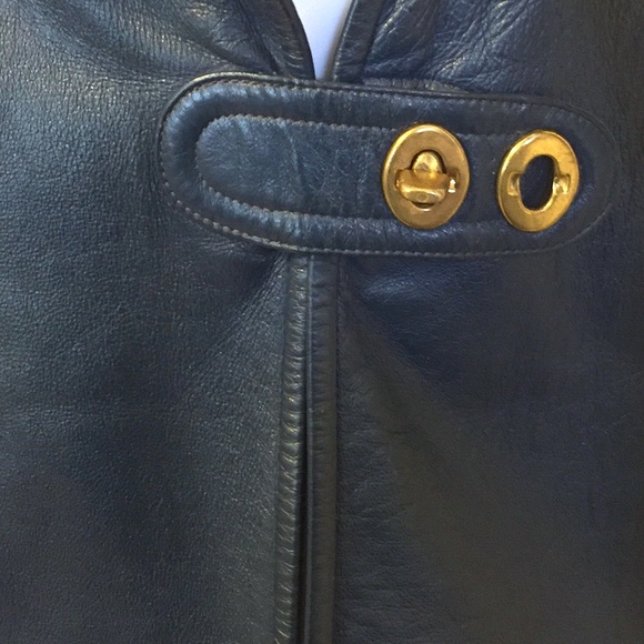 Vintage Bonnie Cashin (Coach) for Sills Blue Leather Tunic Dress - Picture 5 of 7